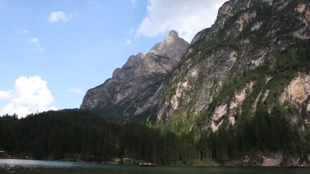 Lago Braies Verão Maior Lago Natural Dolomites Tirol Sul Itália — Vídeo de Stock