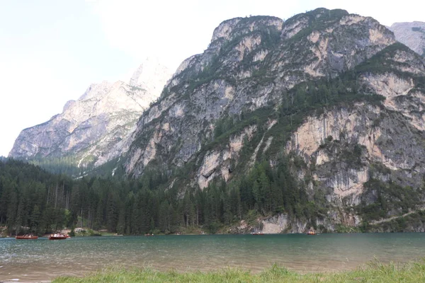 Braies Sjön Sommaren Största Naturliga Sjön Dolomiterna Sydtyrolen Italien Europa — Stockfoto