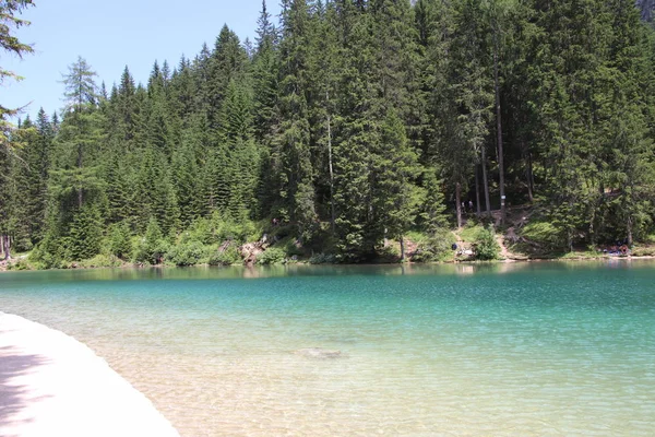 Prahlt See Sommer Größter Natursee Den Dolomiten Südtirol Italien Europa — Stockfoto