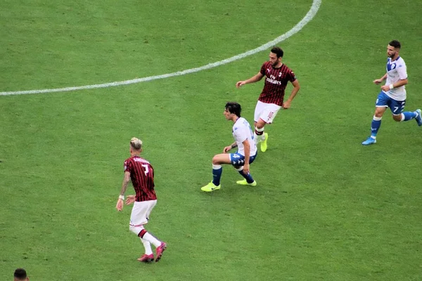 Milão Agosto Campeonato Italiano Série Milan Joga Estádio Meazza Contra — Fotografia de Stock