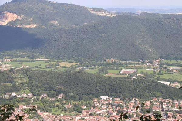 Vista Brescia Uma Cidade Norte Itália Partir Montanha — Fotografia de Stock