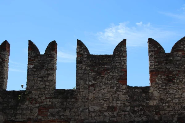 Dettaglio Architettonico Nell Antico Castello Brescia Città Del Nord Italia — Foto Stock