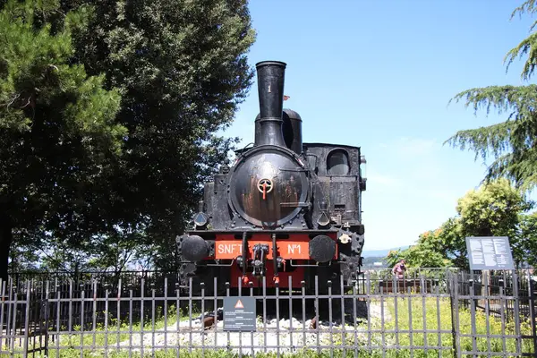 Locomotiva Monumento Prisioneiro Cidneo Hill Castle Parque Verde Centro Histórico — Fotografia de Stock