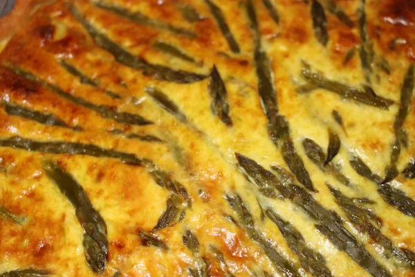 Pasticceria Asparagi Crostata Torta Sana Ripiena Asparagi Freschi — Foto Stock