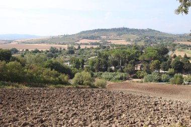 Tuscany, İtalya 'da ekili arazisi olan kırsal alan