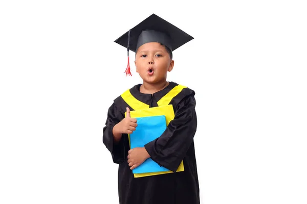 Portrait Asian Kindergarten Boy Feeling Happy Excited Wearing Simple Home — Stock Photo, Image