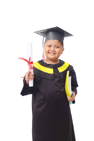 Portrait Asian Kindergarten Boy Feeling Happy Excited Wearing Simple Home — Stock Photo, Image
