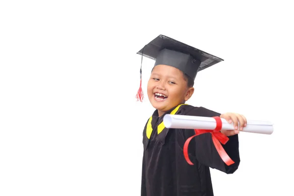 Retrato Niño Jardín Infantes Asiático Sintiéndose Feliz Emocionado Por Usar —  Fotos de Stock