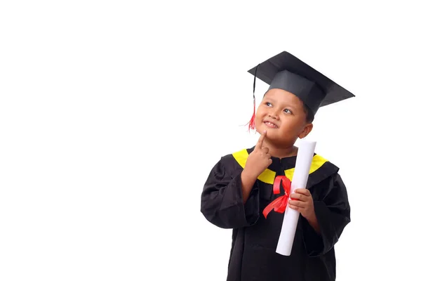 Portrait Asian Kindergarten Boy Feeling Happy Excited Wearing Simple Home — Stock Photo, Image