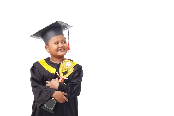 Portret Chłopca Przedszkola Azjatyckiego Szczęśliwy Podekscytowany Przez Noszenie Prostych Domowych — Zdjęcie stockowe