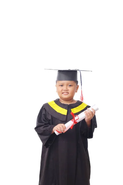 Portrait Asian Kindergarten Boy Feeling Happy Excited Wearing Simple Home — Stock Photo, Image