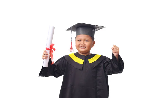 Portrait Asian Kindergarten Boy Feeling Happy Excited Wearing Simple Home Stock Image