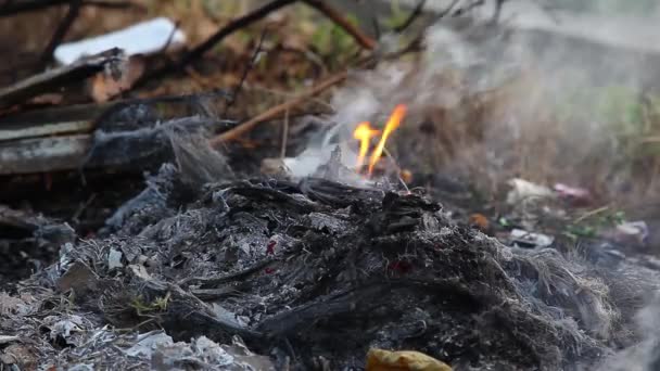 Burning Garbage Dump Pollution Indonesia — Stock Video