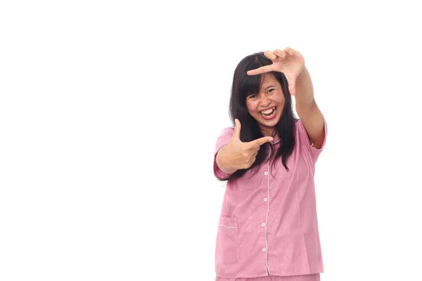 Retrato Jovem Asiático Positivo Fêmea Com Expressão Alegre Vestido Casual — Fotografia de Stock