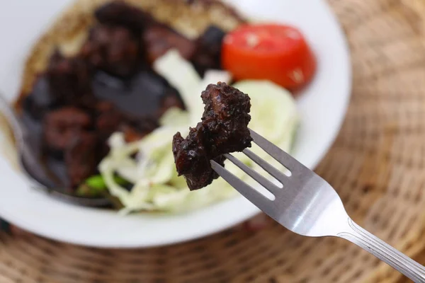 Sate Kambing Cordero Indonesio Satay Comida Favorita Tradicional Durante Eid —  Fotos de Stock