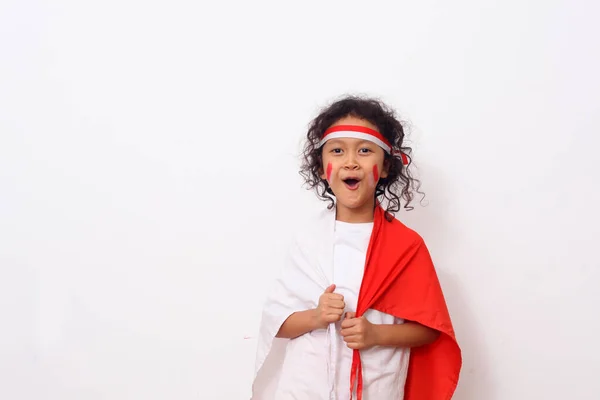 Anak Anak Manis Dari Indonesia Merayakan Hari Kemerdekaan Indonesia Ekspresi — Stok Foto