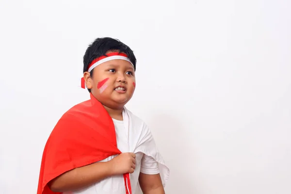 Los Niños Adorables Indonesia Celebran Día Independencia Indonesia Expresiones Alegres — Foto de Stock