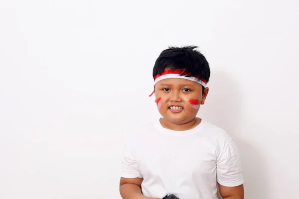 Adorables Niños Indonesia Llevando Una Diadema Roja Blanca Como Símbolo — Foto de Stock