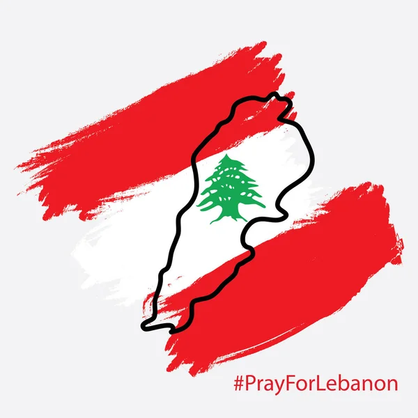 Schizzo Dell Area Della Bandiera Del Libano Con Parola Pregate — Vettoriale Stock