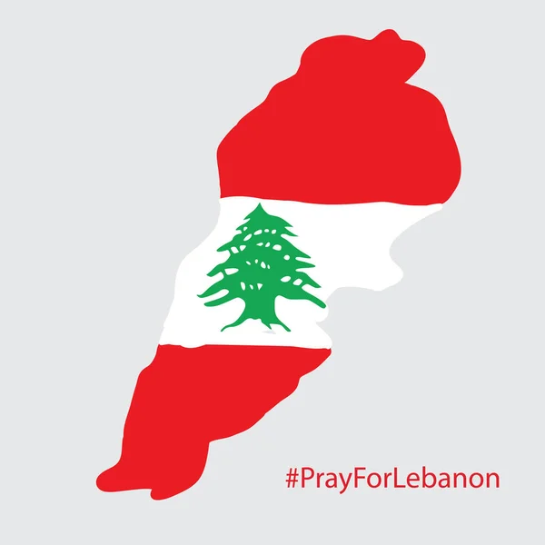 Schizzo Dell Area Della Bandiera Del Libano Con Parola Pregate — Vettoriale Stock