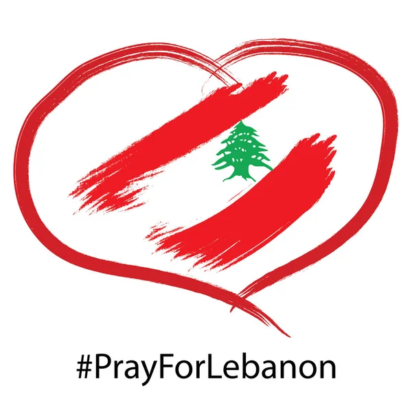 Schizzo Della Bandiera Del Libano Con Parola Pregate Libano — Vettoriale Stock