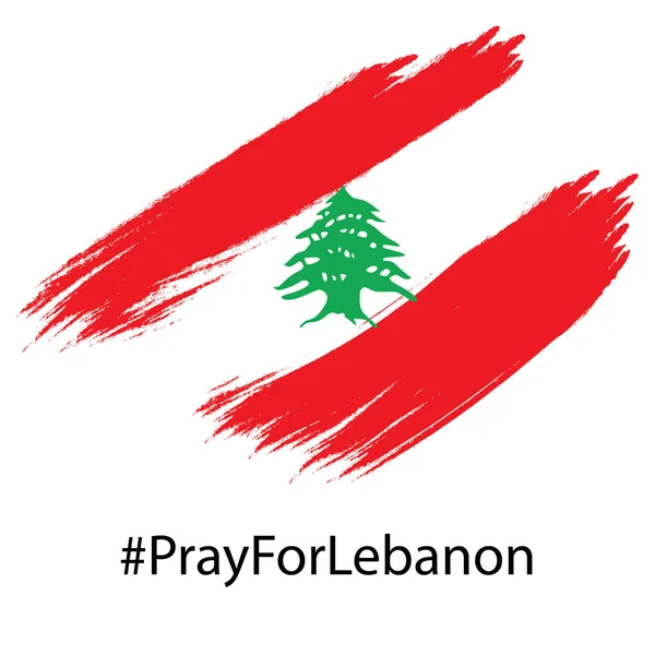 Schizzo Della Bandiera Del Libano Con Parola Pregate Libano — Vettoriale Stock