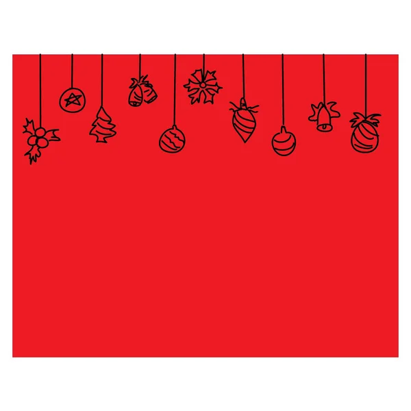 Banner Vermelho Com Decorações Natal Penduradas —  Vetores de Stock