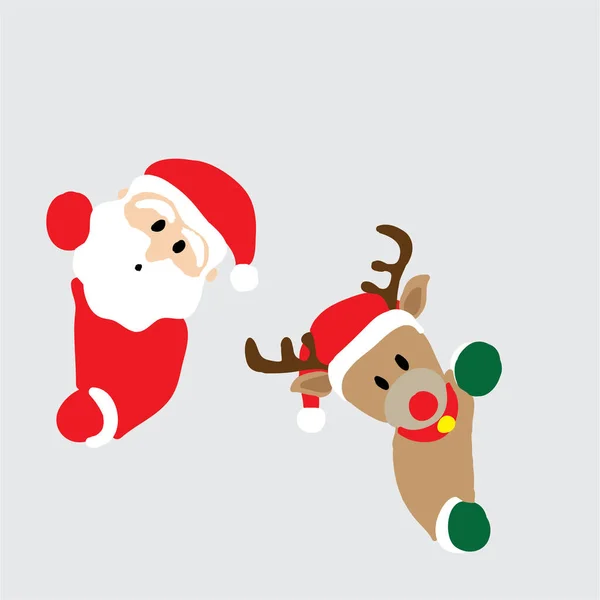 Santa Deer Hand Drawing Concept Christmas Season — Stock Vector