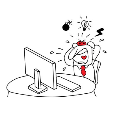 İş adamı ya da insan eli çizilmiş stresli ya da hayal kırıklığına uğramış.