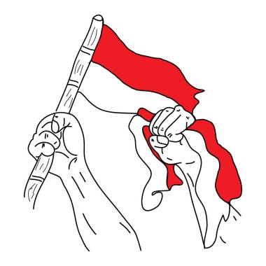 El çizimi Endonezya bayrağı taşıyor.