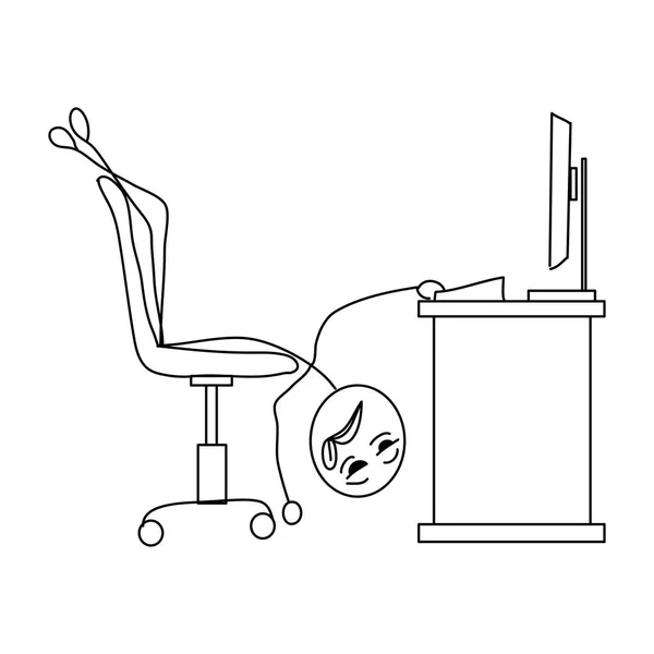 Vector cartoon stick figure drawing conceptual illustration of a man tired at the computer at the work desk - Stock Image - Everypixel Vector cartoon stick figure drawing conceptual illustration of a man tired at the computer at the work desk - Stock Image - Everypixel