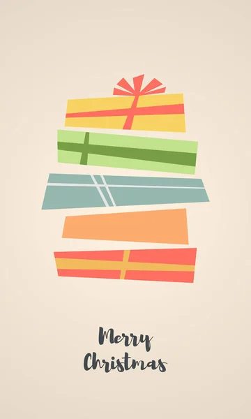 休日クリスマス ギフト ボックスと背景 ベクトルの図 フラット スタイルのベクトルの概念 — ストックベクタ