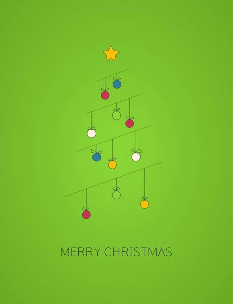 Tarjeta Felicitación Navidad Con Línea Decorativa Árbol Navidad Feliz Navidad — Archivo Imágenes Vectoriales