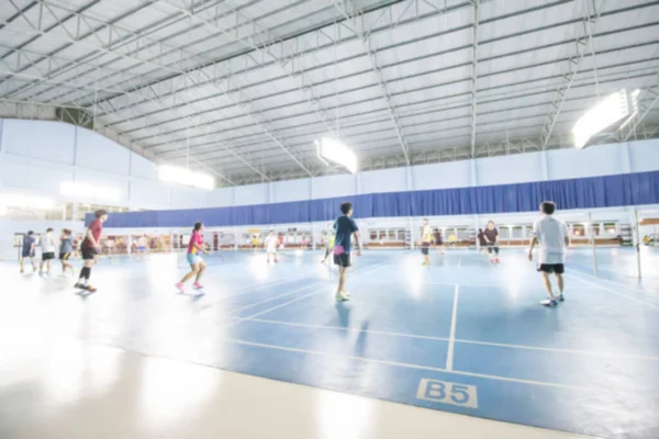Badminton Court Bulanık Görüntüsü Spor Yapan Insanlar — Stok fotoğraf