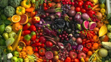 sebze ve meyve sağlıklı vegan, domates, kabak, avokado ve limon