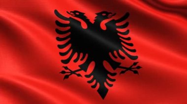 Arnavutluk bayrağı, son derece detaylı kumaş dokusu ile kesintisiz döngü, 4k çözünürlük