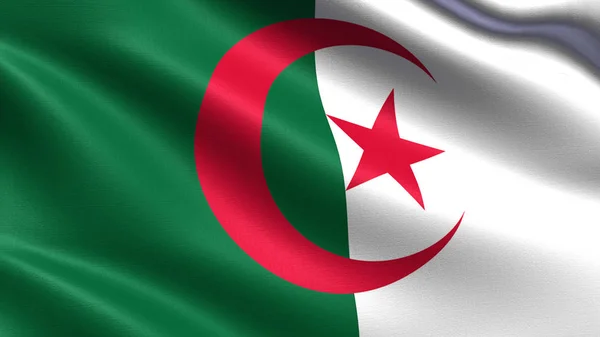Флаг Алжира Размахивающей Текстурой Ткани — стоковое фото