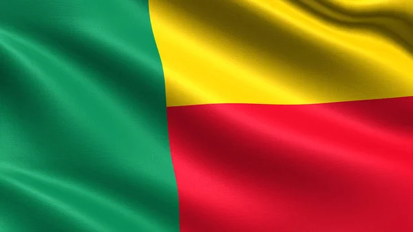 Bandera Benin Con Textura Tejido Ondulante — Foto de Stock