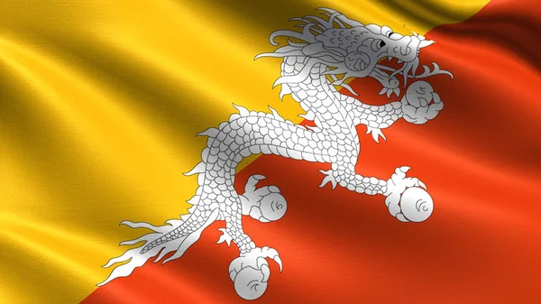 Bhután Zászló Integetett Szövetszerkezetű — Stock Fotó