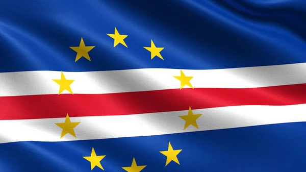 Cape Verde Vlag Met Wuivende Stof Textuur — Stockfoto