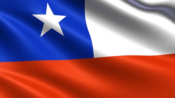 Bandeira Chile Com Textura Tecido Ondulante — Fotografia de Stock