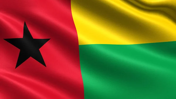 Флаг Гвинеи Бисау Размахивающей Текстурой Ткани — стоковое фото