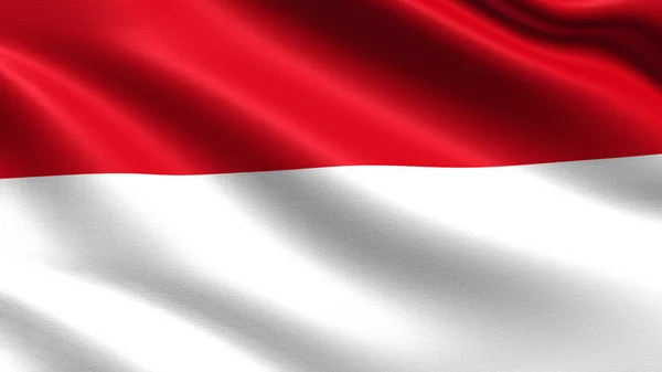 Indonesien Flagga Med Viftande Tyg Textur — Stockfoto