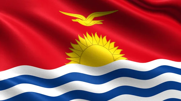 Bandeira Kiribati Com Textura Tecido Ondulante — Fotografia de Stock