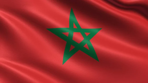 Morocco Flag Waving Fabric Texture — Stock Photo, Image