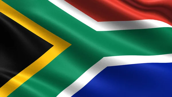 Sydafrika Flagga Med Viftande Tyg Textur — Stockfoto