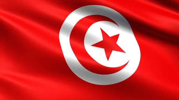 Флаг Туниса Размахивающей Текстурой Ткани — стоковое фото
