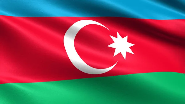Флаг Азербайджана Размахивающей Текстурой Ткани — стоковое фото