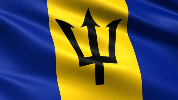 Bandeira Barbados Com Textura Tecido Ondulante — Fotografia de Stock