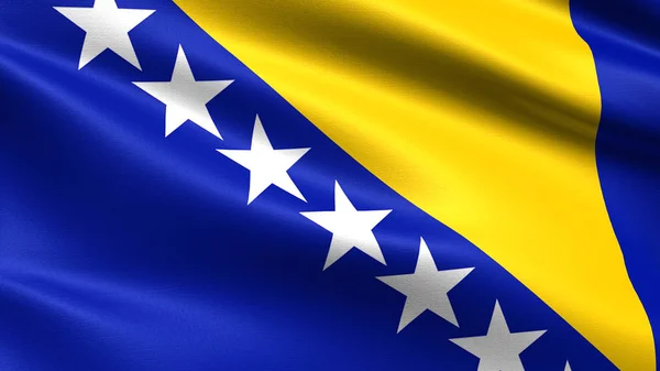 Bosnia Herzegovina Flag Waving Fabric Texture — Stock Photo, Image